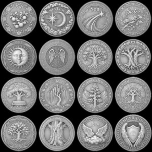 Coin Engraving Depth Map, Family Memorial 3D Relief, Animal Spirit Guide Art