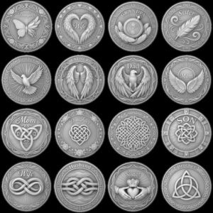 Coin Engraving Depth Map, Family Memorial 3D Relief, Animal Spirit Guide Art