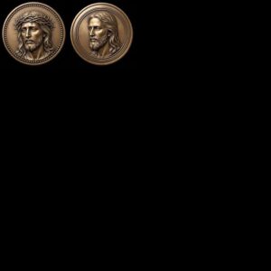 Jesus Christ Relief Depth Map, Detailed Christian Coin Laser Engraving Design