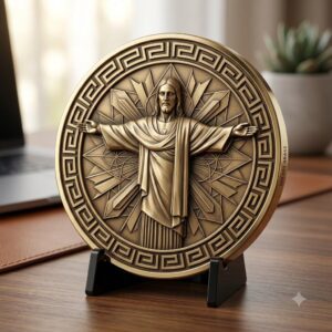 Jesus Christ Relief Depth Map, Detailed Christian Coin Laser Engraving Design