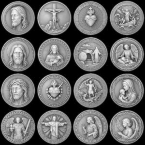 Jesus Christ Relief Depth Map, Detailed Christian Coin Laser Engraving Design