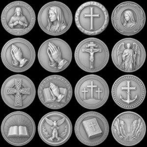Jesus Christ Relief Depth Map, Detailed Christian Coin Laser Engraving Design