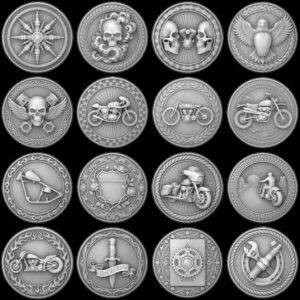 Laser Engraving Depth Map, Biker Coin and Eagle Americana Relief Designs