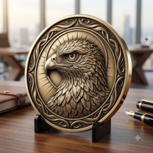 Majestic Wildlife Coin Engraving Depth Map, Bird Of Prey Laser Relief Art