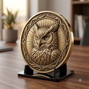 Majestic Wildlife Coin Engraving Depth Map, Bird Of Prey Laser Relief Art