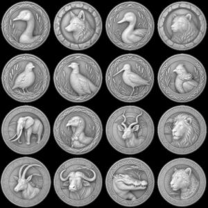 Majestic Wildlife Coin Engraving Depth Map, Bird Of Prey Laser Relief Art