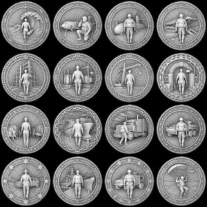 Military Relief Laser Engraving Depth Map, Challenge Coin Graphic Bundle