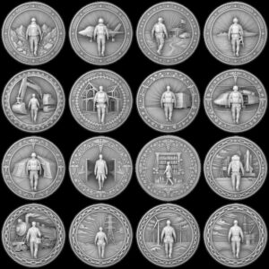 Military Relief Laser Engraving Depth Map, Challenge Coin Graphic Bundle