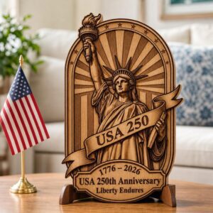 Patriotic USA 250 Anniversary Sign, 3D Laser Engraving File, Wooden Plaque