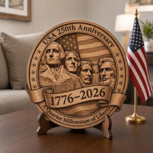 Patriotic USA 250 Anniversary Sign, 3D Laser Engraving File, Wooden Plaque