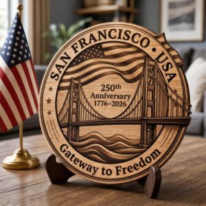 Patriotic USA 250 Anniversary Sign, 3D Laser Engraving File, Wooden Plaque