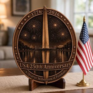 Patriotic USA 250 Anniversary Sign, 3D Laser Engraving File, Wooden Plaque