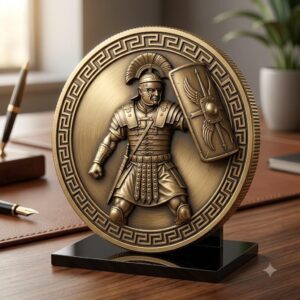 Roman Legion Laser Depth Map, Ancient Coin Engraving Challenge Token Art
