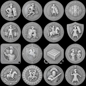 Roman Legion Laser Depth Map, Ancient Coin Engraving Challenge Token Art