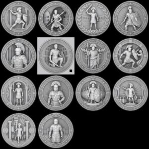 Roman Legion Laser Depth Map, Ancient Coin Engraving Challenge Token Art