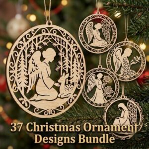 Serene Woodland Guardian Angel Ornament, Floral Winter Christmas Tree Decor