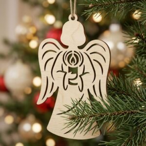 Serene Woodland Guardian Angel Ornament, Floral Winter Christmas Tree Decor