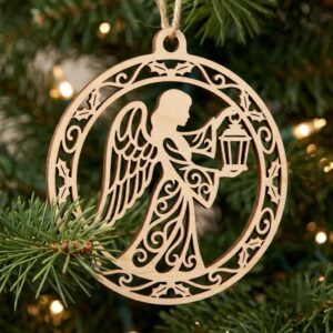 Serene Woodland Guardian Angel Ornament, Floral Winter Christmas Tree Decor
