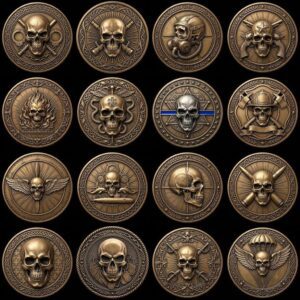 Tactical Skull Coin Laser Engraving File, Military Warrior Relief Depth Map
