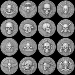 Tactical Skull Coin Laser Engraving File, Military Warrior Relief Depth Map