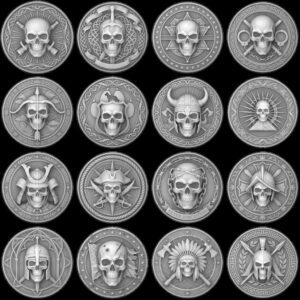Tactical Skull Coin Laser Engraving File, Military Warrior Relief Depth Map