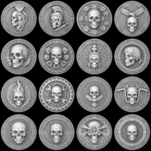 Tactical Skull Coin Laser Engraving File, Military Warrior Relief Depth Map