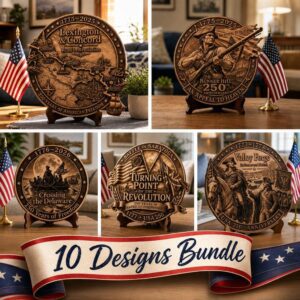 USA 250 Anniversary Laser Engraving File, Revolutionary War Plaque PNG Bundle