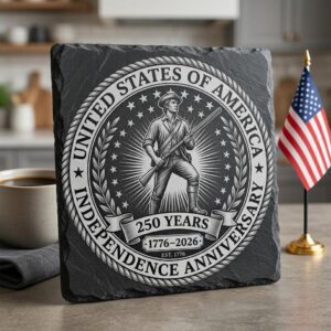 USA 250th Anniversary Slate Coaster PNG, Patriotic Laser Engraving Graphic