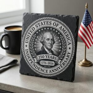 USA 250th Anniversary Slate Coaster PNG, Patriotic Laser Engraving Graphic
