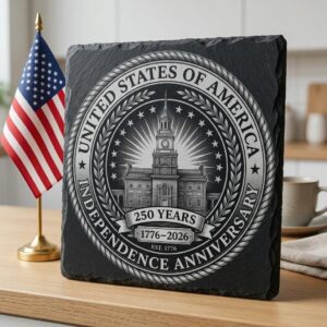 USA 250th Anniversary Slate Coaster PNG, Patriotic Laser Engraving Graphic