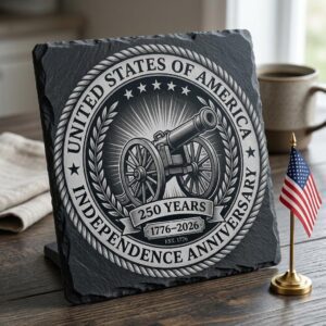 USA 250th Anniversary Slate Coaster PNG, Patriotic Laser Engraving Graphic