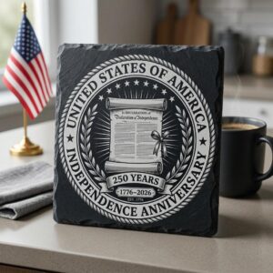 USA 250th Anniversary Slate Coaster PNG, Patriotic Laser Engraving Graphic