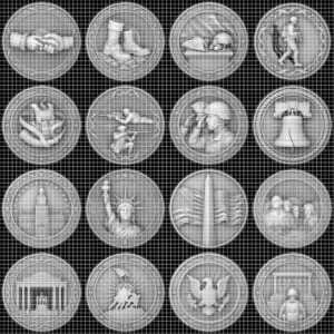 250th Anniversary 3D Illusion Challenge Coin, Laser Depth Map PNG Engraving