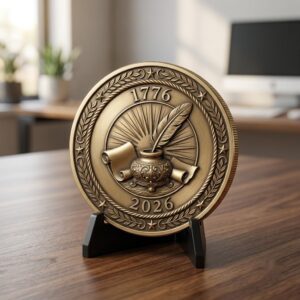 250th Anniversary 3D Illusion Challenge Coin, Laser Depth Map PNG Engraving