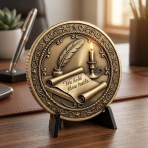 250th Anniversary 3D Illusion Challenge Coin, Laser Depth Map PNG Engraving
