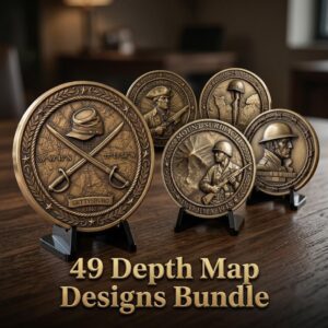 3D Soldier Challenge Coin Files, Military Relief Bundle, Veteran Tribute Art