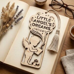 50 Baby Angel Laser Engraved Bookmark Templates, Christmas Cherub Line Art