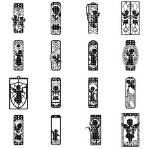 50 Baby Angel Laser Engraved Bookmark Templates, Christmas Cherub Line Art