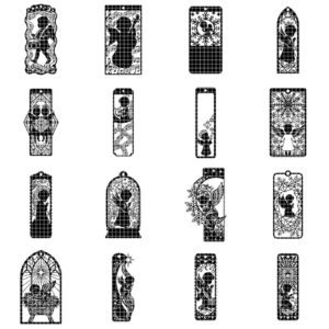 50 Baby Angel Laser Engraved Bookmark Templates, Christmas Cherub Line Art