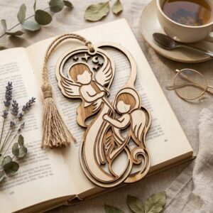 50 Baby Angel Laser Engraved Bookmark Templates, Christmas Cherub Line Art