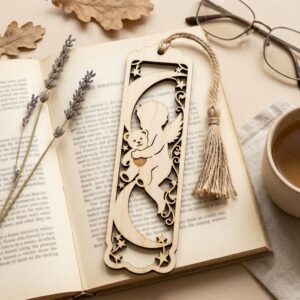 50 Baby Angel Laser Engraved Bookmark Templates, Christmas Cherub Line Art