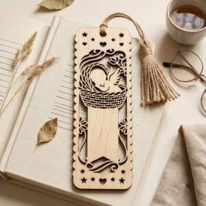 50 Baby Angel Laser Engraved Bookmark Templates, Christmas Cherub Line Art