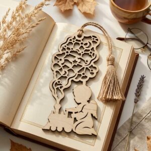 50 Baby Angel Laser Engraved Bookmark Templates, Christmas Cherub Line Art