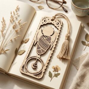 50 Baby Angel Laser Engraved Bookmark Templates, Christmas Cherub Line Art