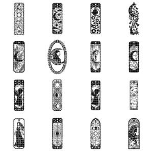 50 Celestial Bookmark Laser Files, Geometric Moon, Stained Glass Midnight Sky