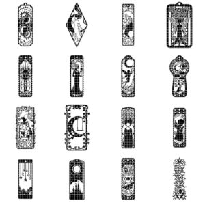 50 Celestial Bookmark Laser Files, Geometric Moon, Stained Glass Midnight Sky
