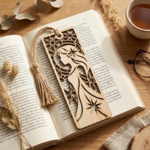 50 Celestial Bookmark Laser Files, Geometric Moon, Stained Glass Midnight Sky