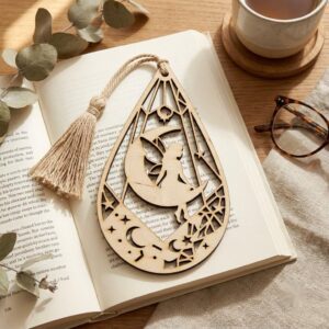 50 Celestial Bookmark Laser Files, Geometric Moon, Stained Glass Midnight Sky