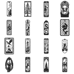 50 Fantasy Bookmark Laser Files, Intricate Mythical Beast Silhouettes
