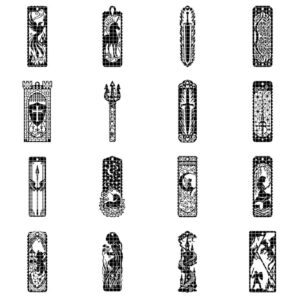 50 Fantasy Bookmark Laser Files, Intricate Mythical Beast Silhouettes